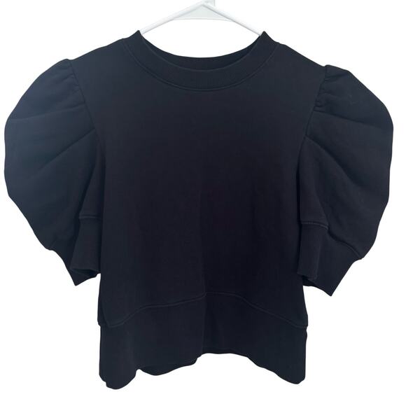 Sold Out NYC Just Enough Puff Short Sleeve Sweatshirt Black Size Small - Picture 2 of 9